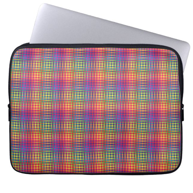 Colorful Checker Abstract Pattern Laptop Sleeve (Voorkant)