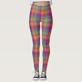 Colorful Checker Abstract Pattern Leggings