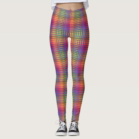 Colorful Checker Abstract Pattern Leggings (Voorkant)