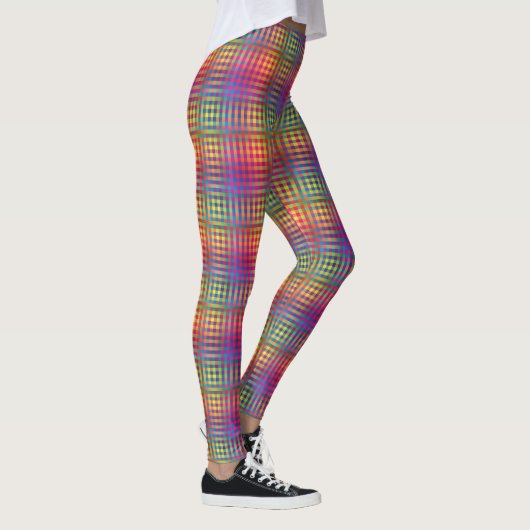 Colorful Checker Abstract Pattern Leggings (Rechts)