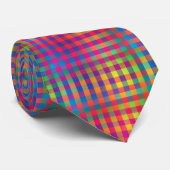 Colorful Checker Abstract Pattern Stropdas (Opgerold)