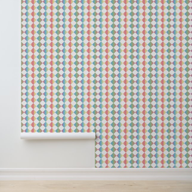Colorful Checker Diamond Pattern Behang (Applicatie)