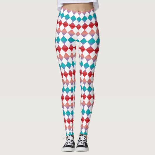 Colorful Checker Diamond Pattern Leggings (Voorkant)
