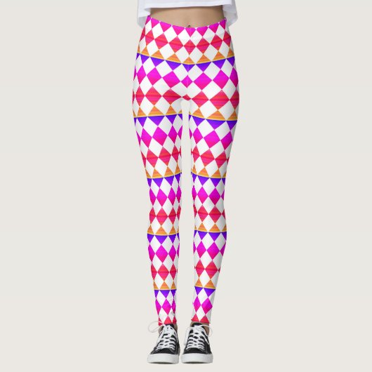 Colorful Checker Diamond Pattern Leggings (Voorkant)