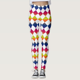 Colorful Checker Diamond Pattern Leggings