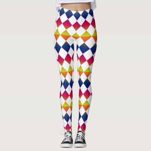 Colorful Checker Diamond Pattern Leggings (Voorkant)