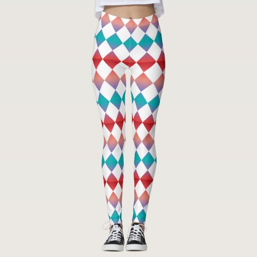 Colorful Checker Diamond Pattern Leggings (Voorkant)