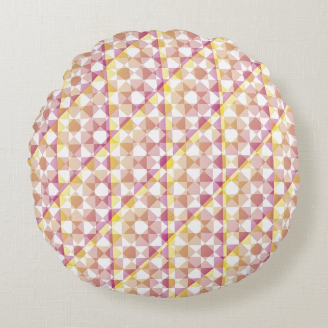 Colorful Checker Diamond Plaid Pattern Rond Kussen (Voorkant)
