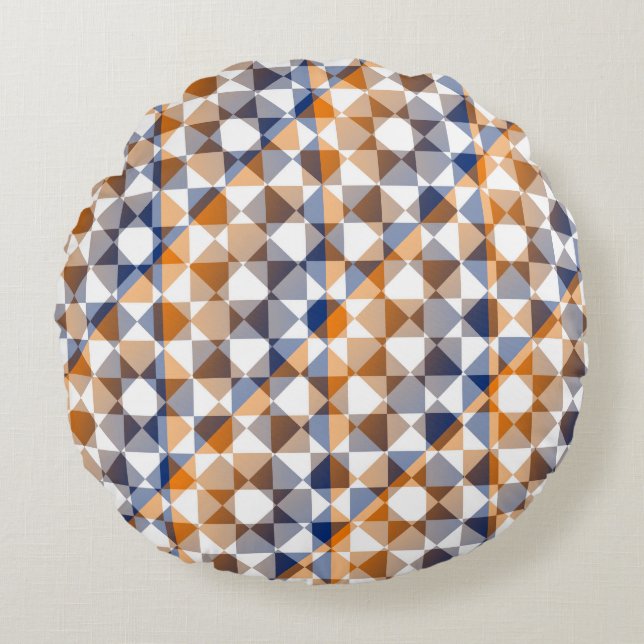 Colorful Checker Diamond Plaid Pattern Rond Kussen (Voorkant)