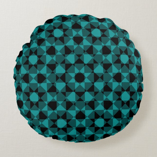 Colorful Checker Diamond Plaid Pattern Rond Kussen (Voorkant)