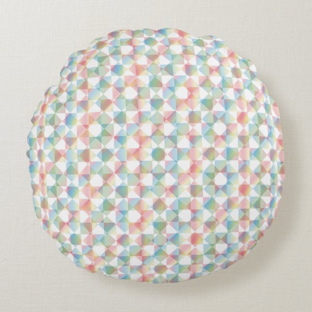 Colorful Checker Diamond Plaid Pattern Rond Kussen (Voorkant)