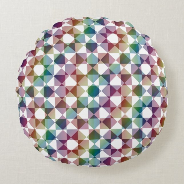 Colorful Checker Diamond Plaid Pattern Rond Kussen (Voorkant)