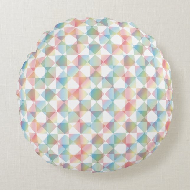 Colorful Checker Diamond Plaid Pattern Rond Kussen (Voorkant)