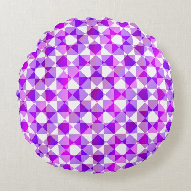 Colorful Checker Diamond Plaid Pattern Rond Kussen (Voorkant)
