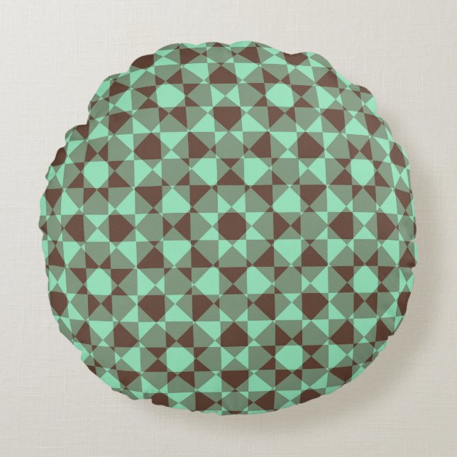 Colorful Checker Diamond Plaid Pattern Rond Kussen (Voorkant)