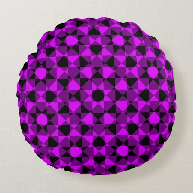 Colorful Checker Diamond Plaid Pattern Rond Kussen (Voorkant)
