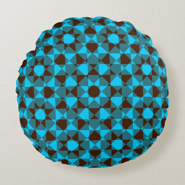 Colorful Checker Diamond Plaid Pattern Rond Kussen (Voorkant)