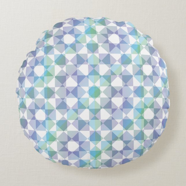 Colorful Checker Diamond Plaid Pattern Rond Kussen (Voorkant)
