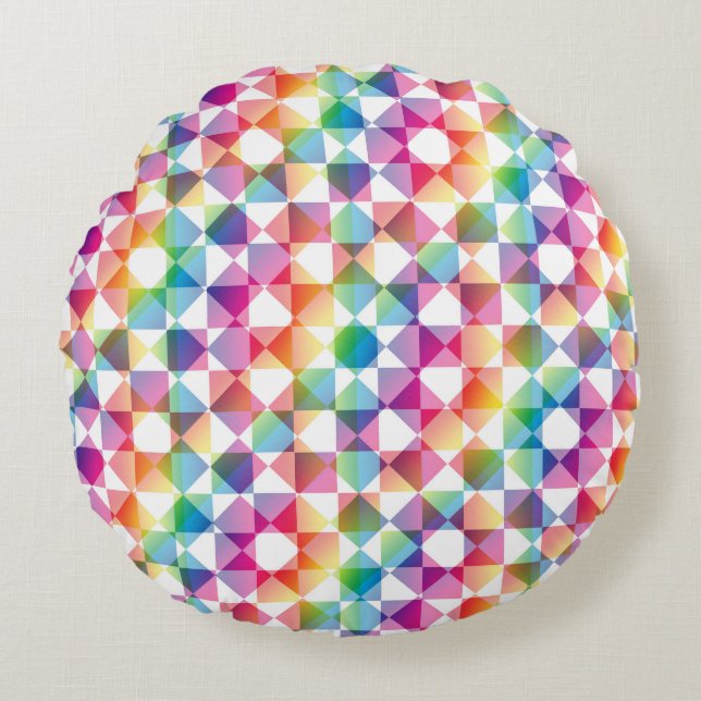 Colorful Checker Diamond Plaid Pattern Rond Kussen (Voorkant)