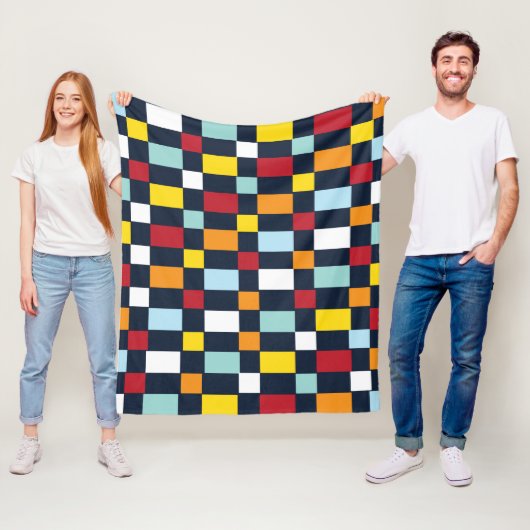 Colorful Checkerboard Fleece Deken (In situ)