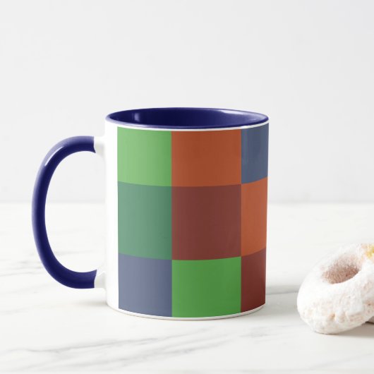 Colorful Checkerboard Mok (Met donut)