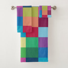 Colorful Checkerboard Patroon Bad Handdoek