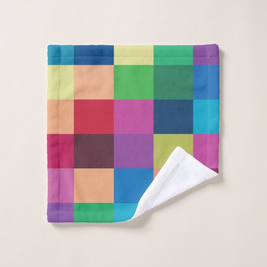Colorful Checkerboard Patroon Bad Handdoek (Wasdoekje)