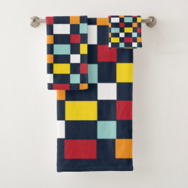 Colorful Checkerboard Patroon Bad Handdoek