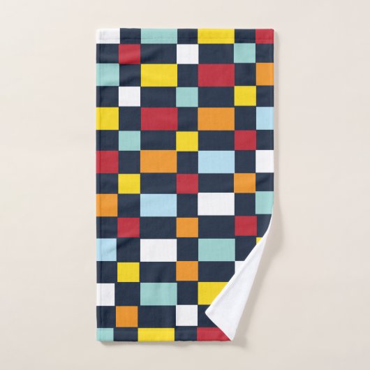 Colorful Checkerboard Patroon Bad Handdoek (Handdoek)