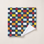 Colorful Checkerboard Patroon Bad Handdoek (Wasdoekje)