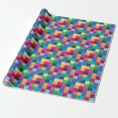 Colorful Checkerboard Patroon Cadeaupapier (Uitgerold)