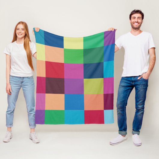 Colorful Checkerboard Patroon Fleece Deken (In situ)