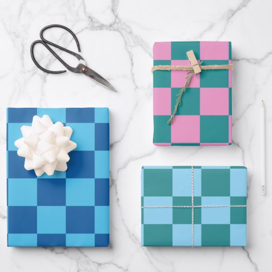 Colorful Checkerboard Patroon Inpakpapier Vel (Voorkant)