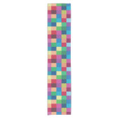 Colorful Checkerboard Patroon Korte Tafelloper (Voorkant)