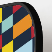 Colorful Checkerboard Patroon Pickleball Paddle (Links Detail)