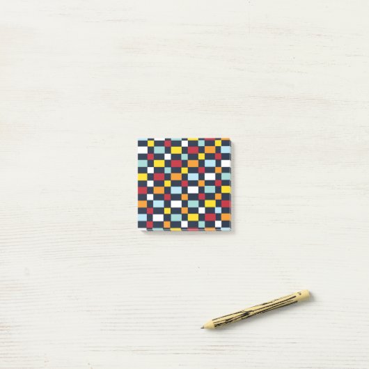 Colorful Checkerboard Patroon Post-it® Notes (Op bureau)