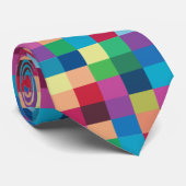 Colorful Checkerboard Patroon Stropdas (Opgerold)