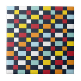 Colorful Checkerboard Patroon Tegeltje