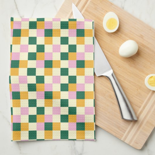 Colorful Checkerboard Patroon Theedoek (Quarter Fold)