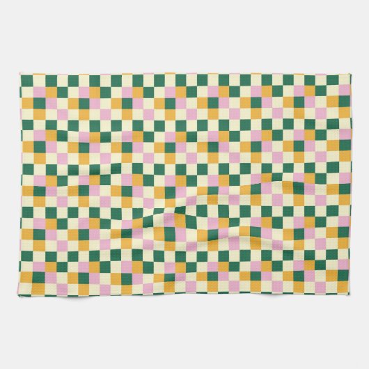 Colorful Checkerboard Patroon Theedoek (Horizontaal)