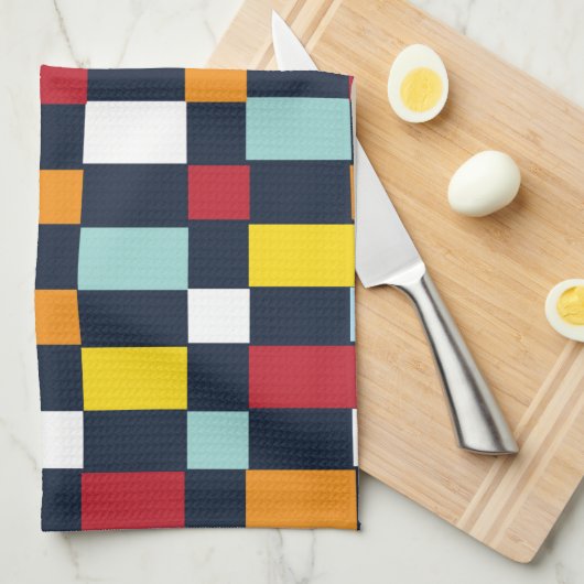 Colorful Checkerboard Patroon Theedoek (Quarter Fold)