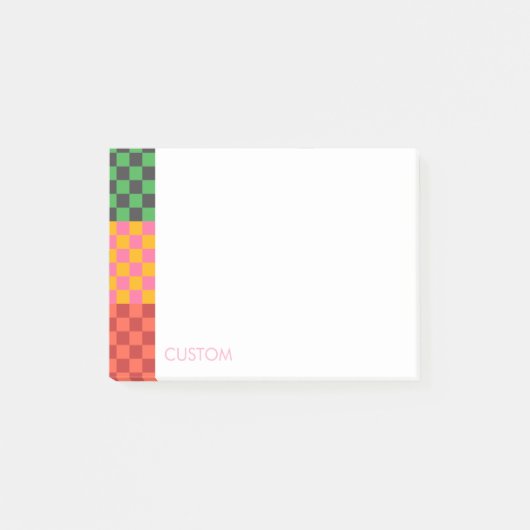 Colorful Checkered Custom Name  Post-it® Notes (Voorkant)