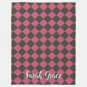 Colorful Checkers - Choco-Cherry Fleece Deken (Voorkant)
