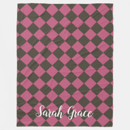 Colorful Checkers - Choco-Cherry Fleece Deken