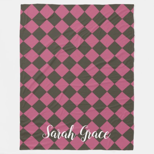 Colorful Checkers - Choco-Cherry Fleece Deken (Voorkant)