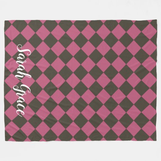 Colorful Checkers - Choco-Cherry Fleece Deken (Voorkant (Horizontaal))