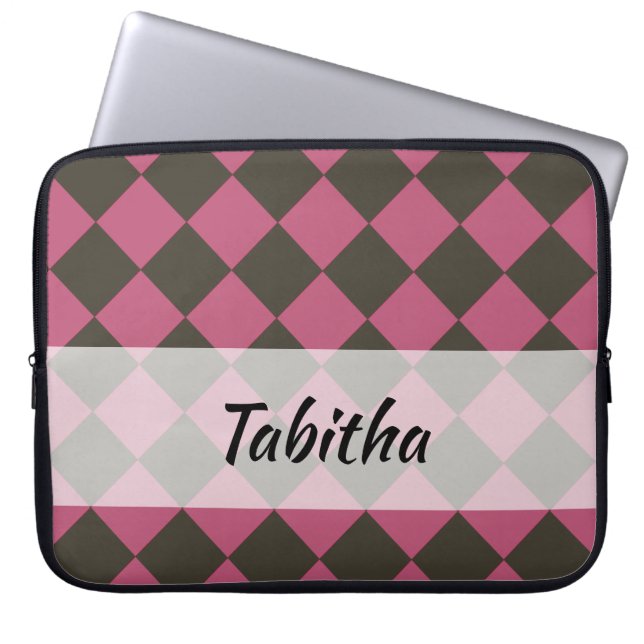 Colorful Checkers - Choco-Cherry Laptop Sleeve (Voorkant)