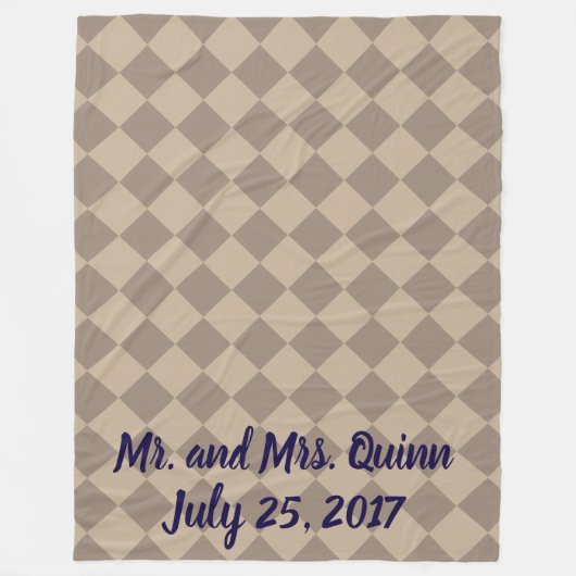 Colorful Checkers - Dusty Beige Fleece Deken (Voorkant)