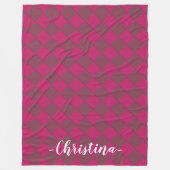 Colorful Checkers - Frambozen Fleece Deken (Voorkant)