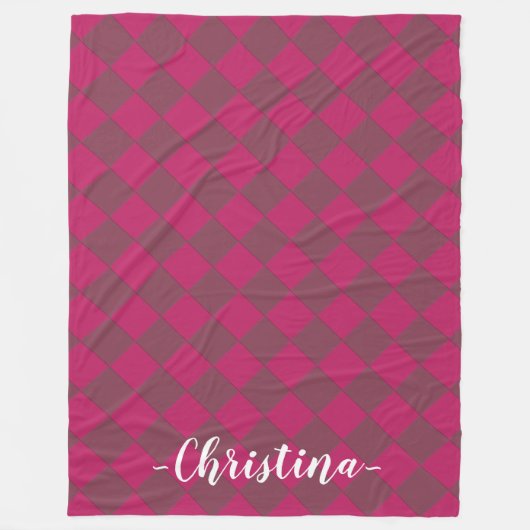 Colorful Checkers - Frambozen Fleece Deken (Voorkant)